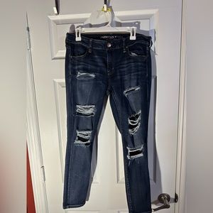 American Eagle Dark Wash Distressed Skinny Jeans